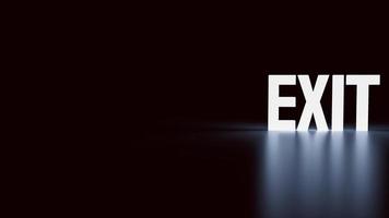 Exit-Wort leuchtet im Dunkeln für Business oder abstraktes Konzept 3D-Rendering foto