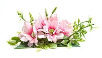 rosa Blumenstrauß isoliert auf weißem Hintergrund foto