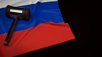 die russische flagge und das hammerholz für das 3d-rendering des geschäftskonzepts foto