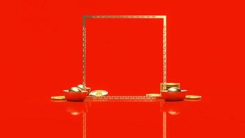 das chinesische gold auf rotem hintergrund zum feiern oder neujahrskonzept 3d-rendering foto