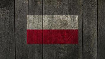 Polen-Flagge. Polen-Flagge auf einem Holzbrett foto