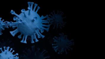 das blaue virus in dunklem ton für ausbrüche oder medizinische inhalte 3d-rendering foto