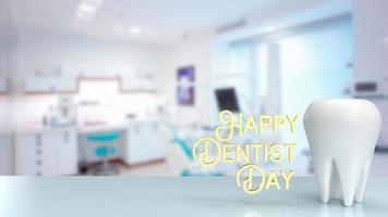 der weiße zahn in der zahnarztklinik für gesundheits- oder medizinisches konzept 3d-rendering foto
