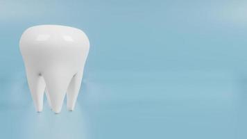 die weißen zähne auf blauem hintergrund für medizinische und gesundheitsinhalte 3d-rendering foto