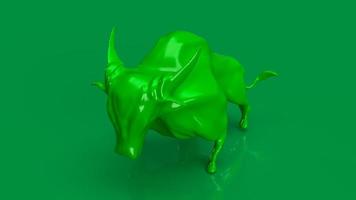 Der grüne Stier auf grünem Hintergrund für das 3D-Rendering des Geschäftskonzepts foto