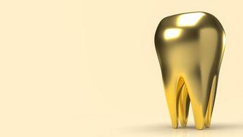 goldzahn für zahnmedizinisches oder medizinisches konzept 3d-rendering foto