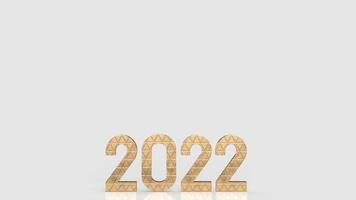 Goldzahl 2022 auf weißem Hintergrund für Neujahr oder Geschäftskonzept 3D-Rendering foto