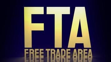 fta oder freihandelsabkommen goldtext für geschäftsinhalte 3d-rendering foto