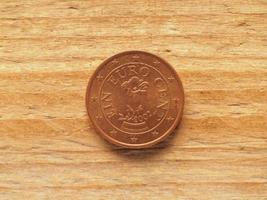 1-Cent-Münze mit Enzianblüte, Währung Österreichs, foto