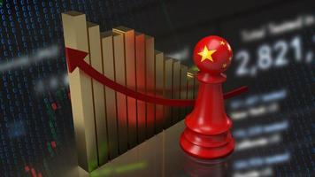 das chinesische schach und diagramm auf geschäftshintergrund 3d-rendering foto