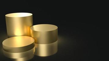 Das goldene Podium auf schwarzem Hintergrund für die Präsentation oder das 3D-Rendering des Geschäftskonzepts foto