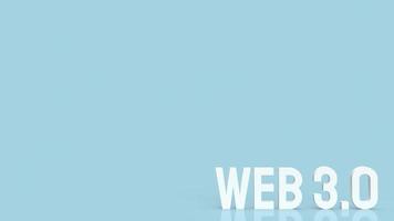 der weiße text des web 3.0 auf blauem hintergrund für die wiedergabe des technologiekonzepts 3d foto