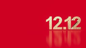 die goldene zahl 12.12 auf rotem hintergrund für das verkaufsförderungskonzept 3d-rendering foto