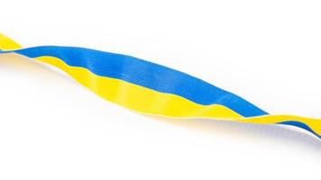 Gelbes blaues Bandsymbol Ukraine isoliert auf weißem Hintergrund foto