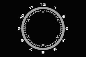 3D-Darstellung der runden Uhr, Stoppuhr auf schwarzem Hintergrund. Stoppuhr-Symbol, Logo. Chronometer, Vintage-Timer foto