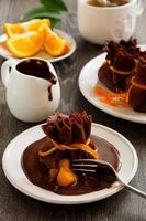 Pfannkuchen mit Orange und Schokolade.