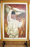 blitar, jawa timur, indonesien, 2022 - gemälde des ersten präsidenten indonesiens, der den text der unabhängigkeitserklärung im blitar city museum vorliest foto