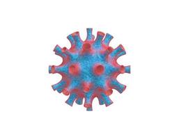 3D-Darstellung realistischer blauroter Virus unter dem Mikroskop, 2019-ncov-Coronavirus-Infektionsbakterium auf weißem Hintergrund. foto