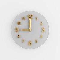 Gold moderne Wanduhr-Symbol. 3D-Rendering grauer runder Schlüsselknopf, Element der Benutzeroberfläche ui ux. foto