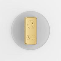 goldenes Smartphone-Symbol. 3D-Rendering grauer runder Schlüsselknopf, Element der Benutzeroberfläche ui ux. foto