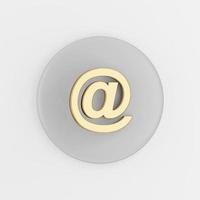 goldenes E-Mail-Symbol. 3d-rendering grauer runder taster, schnittstelle ui ux element. foto