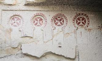 alte Gemälde in einer Höhlenkirche, Kappadokien, Türkei foto