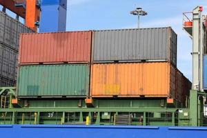 Containerschiff im Hafen foto