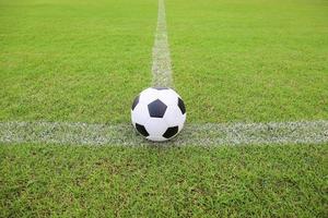 Fußball Fußballplatz Stadion Graslinie Ball Hintergrundtextur foto