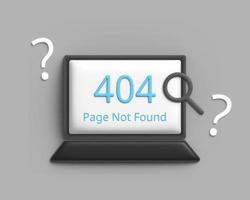 3D 404-Fehler oder Seite nicht gefunden ist ein HTTP-Statuscode, der bedeutet, dass die Seite, die Sie auf einer Website erreichen wollten, auf ihrem Server nicht gefunden werden konnte foto