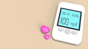 Blutzuckermessgerät zum Testen von Diabetes für medizinische Inhalte 3D-Rendering. foto