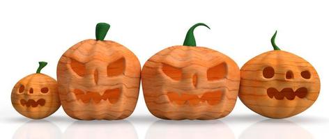 Jack-o-Laterne auf weißem Hintergrund für Halloween-Inhalte 3D-Rendering. foto