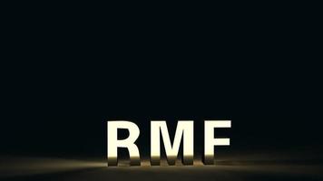 rmf-text in dunklem 3d-rendering für geschäftsinhalte. foto