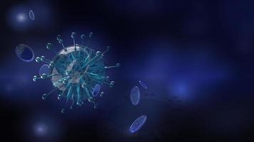 virus in dunklem 3d-rendering für medizin- und gesundheitsinhalte. foto