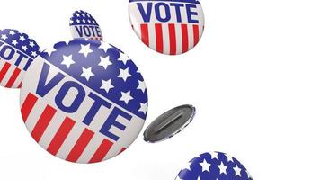 Amerikanische Abstimmungsabzeichen auf weißem Hintergrund für 3D-Rendering für soziale Inhalte foto