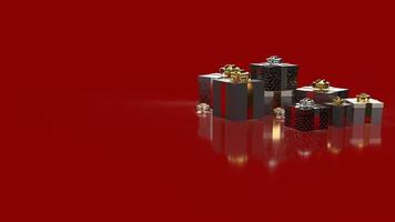 die geschenkboxen auf rotem hintergrund zum einkaufen von inhalten 3d-rendering. foto