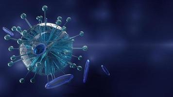 virus in dunklem 3d-rendering für medizin- und gesundheitsinhalte. foto