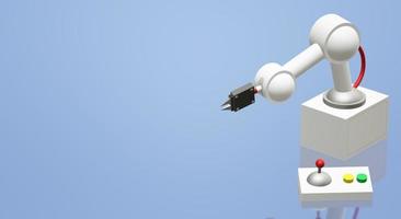 Roboterarm 3D-Rendering für industrielle Inhalte. foto