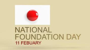 Die japanische Flagge und der Text für die 3D-Darstellung des japanischen National Foundation Day. foto