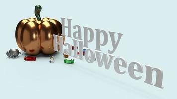 der 3D-Rendering-Kürbis auf blauem Hintergrund für Halloween-Inhalte. foto