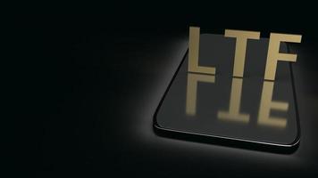 ltf auf dem Handy in dunklem 3D-Rendering für geschäftliche Inhalte. foto