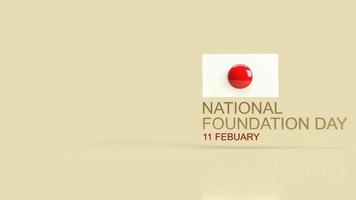 Die japanische Flagge und der Text für die 3D-Darstellung des japanischen National Foundation Day. foto