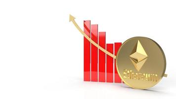 ethereum-münzen kryptowährung und diagrammpfeil nach oben 3d-rendering foto