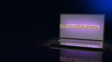 digitale disruption auf dem laptop für 3d-rendering von technologieinhalten. foto