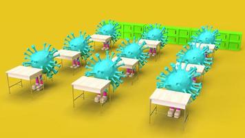 virusstandort im klassenzimmer 3d-rendering foto