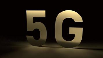 das 5g gold im dunklen 3d-rendering für technologieinhalte. foto