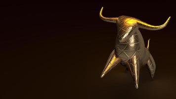 bull gold 3d-rendering in dunklem ton für geschäftliche inhalte. foto