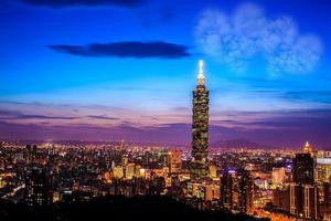 Taipei, taiwan Abend Skyline. foto