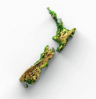 neuseeland karte schattierte relieffarbe höhenkarte auf weißem hintergrund 3d illustration foto