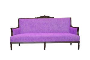 violettes Sofa isoliert auf weißem Hintergrund foto