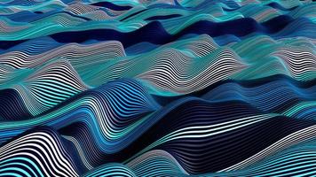 Linien weben. abstrakter hintergrund blau cyan grün schwarz gefärbt dynamische wellen tuch wellenförmige falten 3d illustration foto